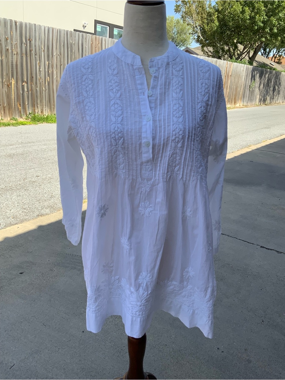 Durga White Embroidered Cotton Mini Dress Size 42 Boho